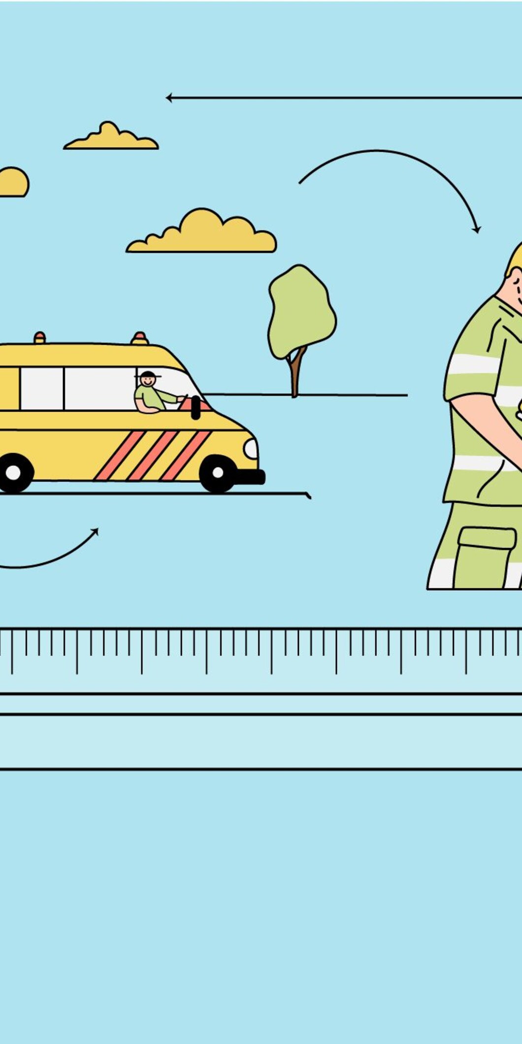 Illustratie van een politieagent die een verward persoon helpt en een ambulance die de persoon meeneemt