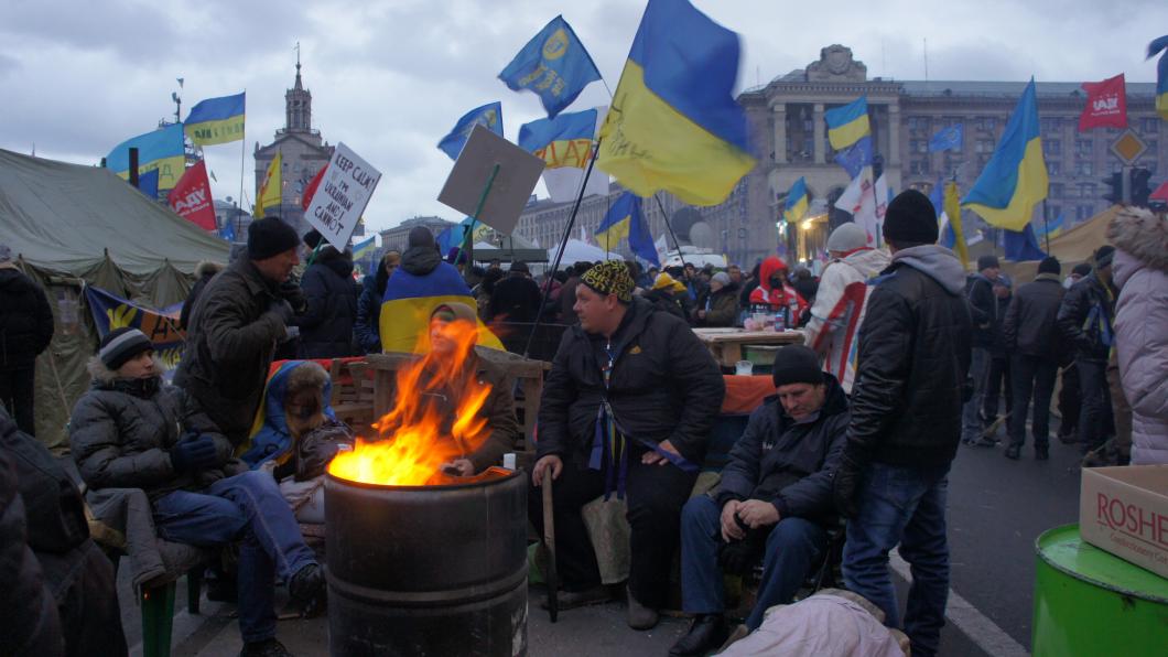 Demonstranten op het Maidanplein
