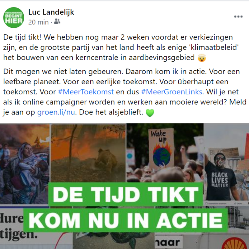 De tijd tikt. Kom nu in actie voor het klimaat.